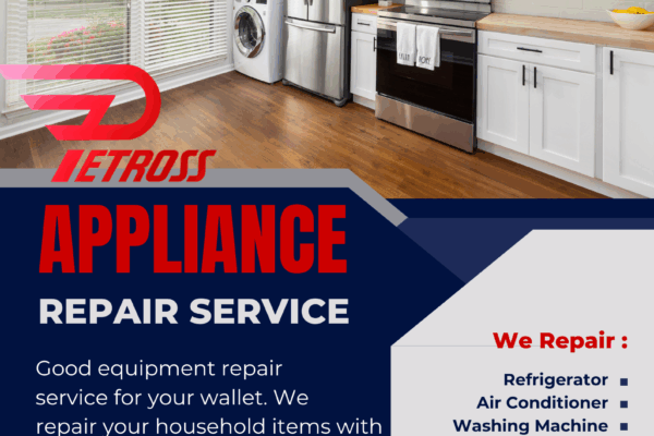 Navy Pink And Light Grey Geometric Appliance Repair Service Poster (1)