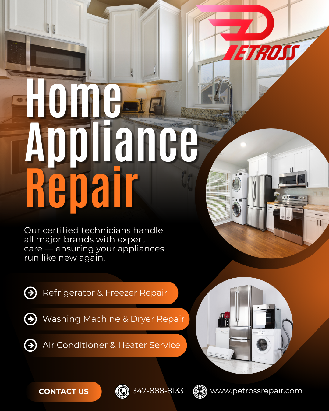 Orange and Black Modern Home Appliance Repair Instagram Post